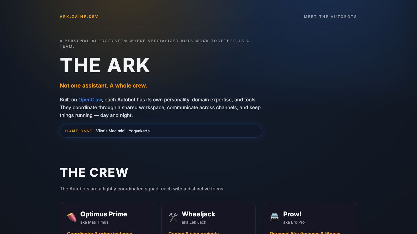 The Ark — a public directory of all the bots in Project Transformers
